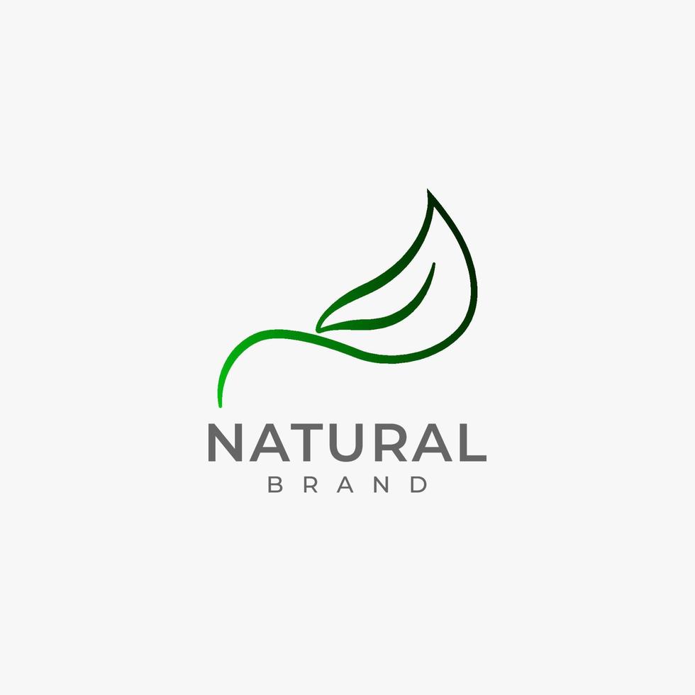 création de logo vectoriel feuille simple contour élégant et propre pour une marque écologique ou naturelle
