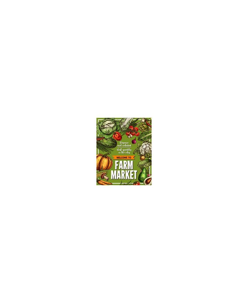 affiche de croquis de vecteur pour les légumes du marché agricole