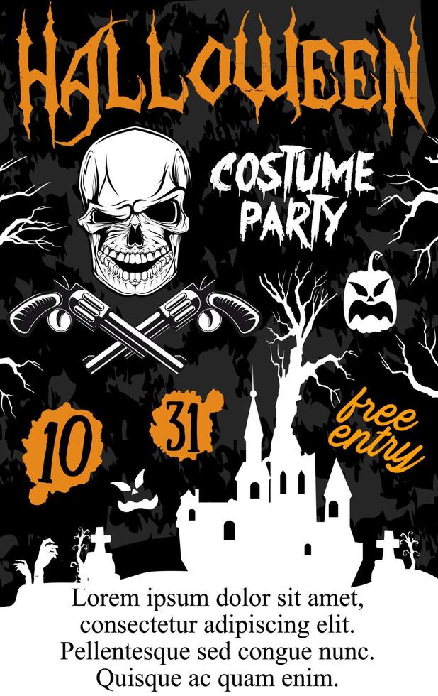 affiche d'invitation à la fête des zombies de vacances d'halloween vecteur