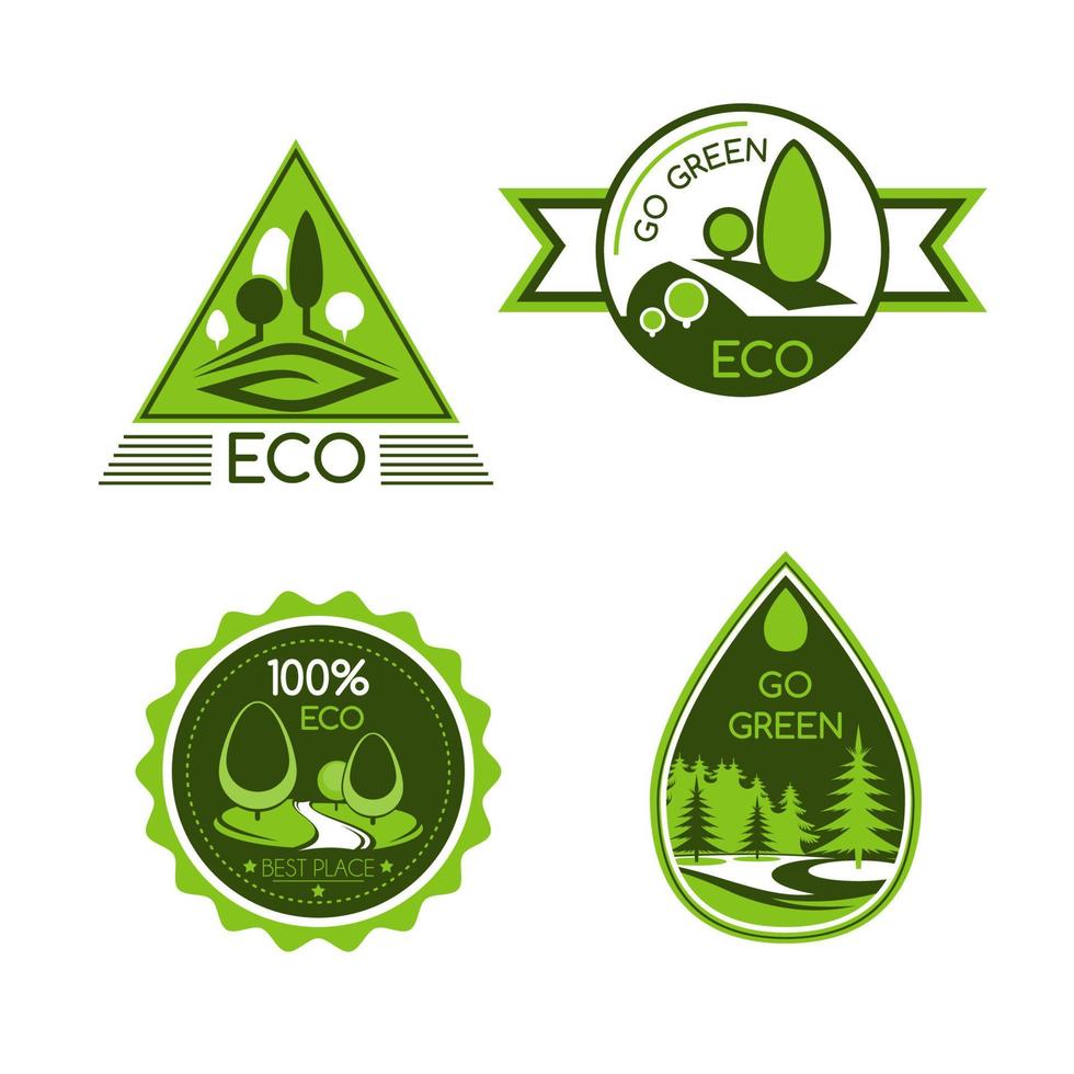 eco green et icônes vectorielles de protection de la nature vecteur