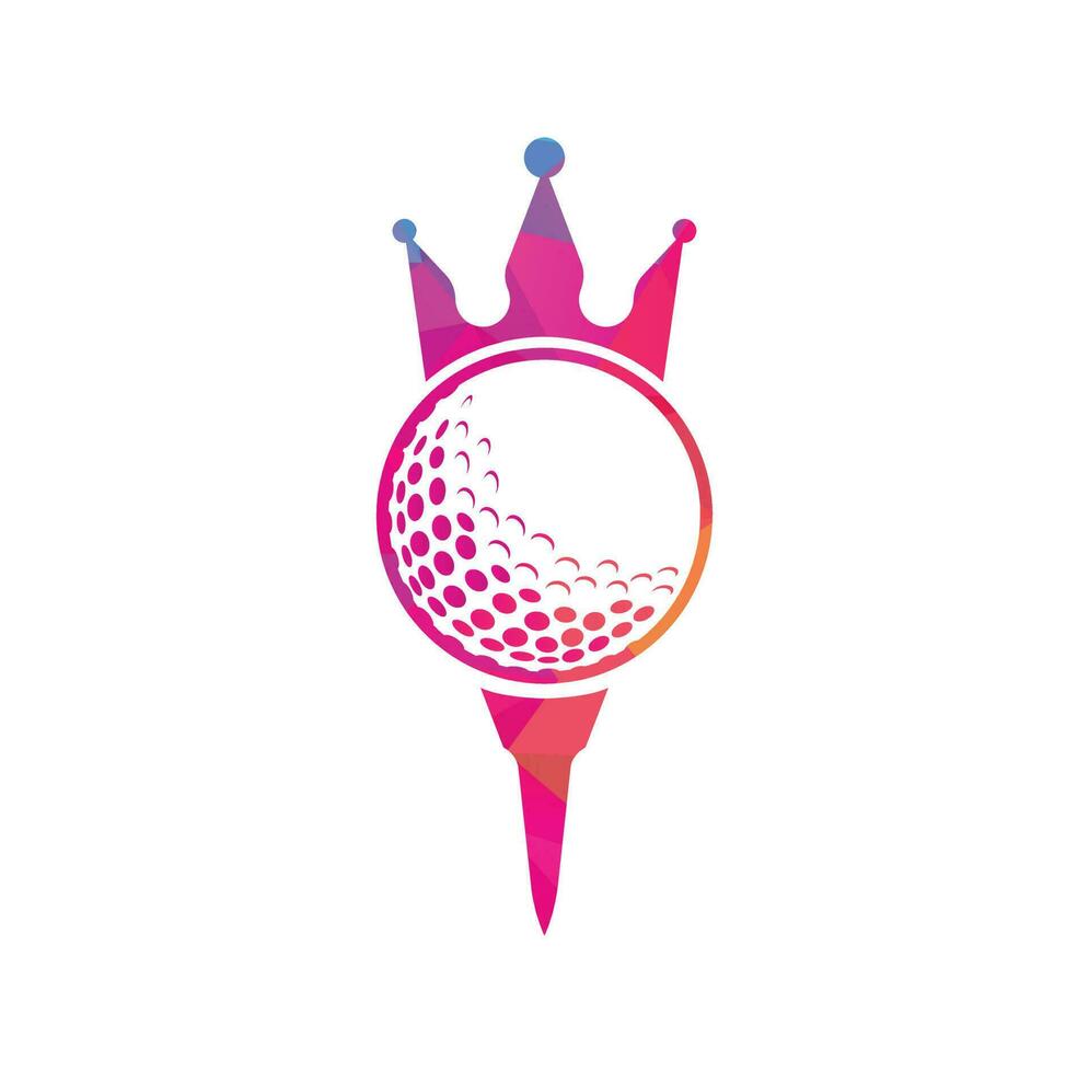 création de logo vectoriel de golf roi. balle de golf avec icône de vecteur de couronne.