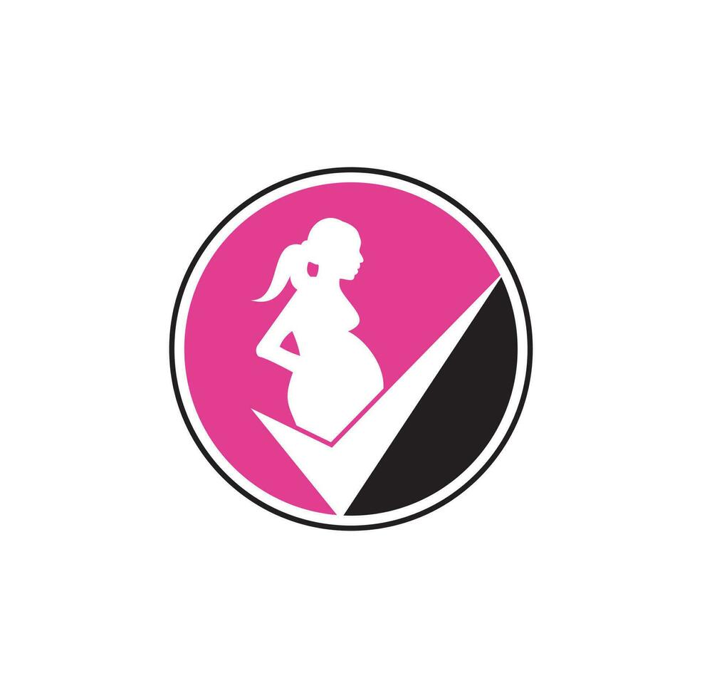 vérifier la conception du logo de grossesse. vecteur de conception de modèle de symbole de logo enceinte.