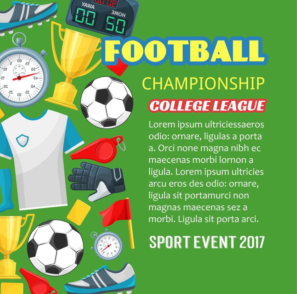 affiche du championnat de football du jeu de sport de football vecteur