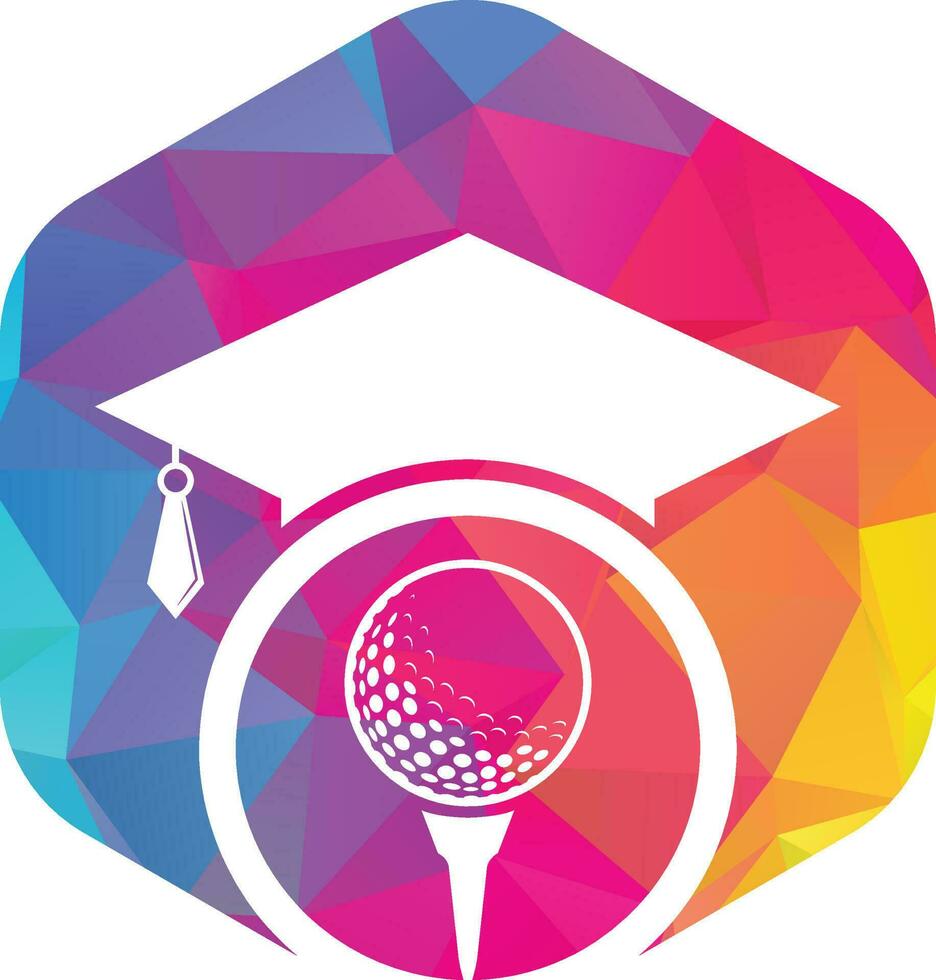 chapeau de graduation et création de logo de balle de golf. élément de conception de logo d'icône d'école de golf. icône vectorielle du logo de l'académie de golf. vecteur