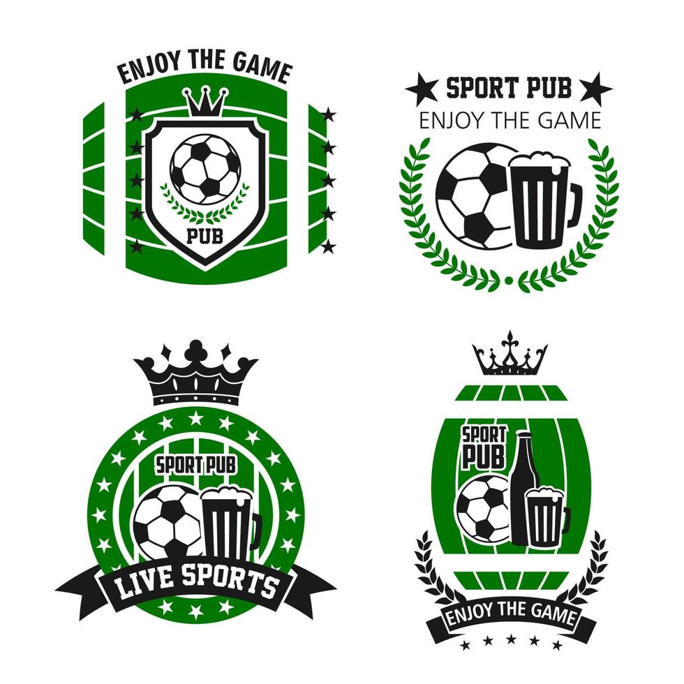 icônes vectorielles pour bar de football ou pub de sport de football vecteur