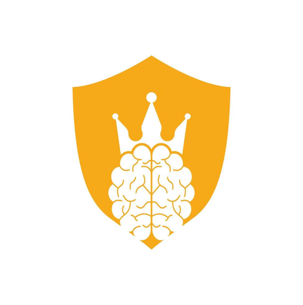 conception d'icône de logo de cerveau de couronne. création de logo vectoriel roi intelligent. cerveau humain avec conception d'icône de couronne.