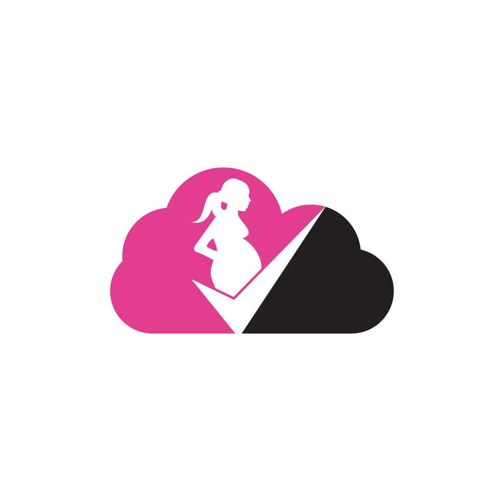 vérifier la conception du logo du nuage de grossesse. vecteur de conception de modèle de symbole de logo enceinte.