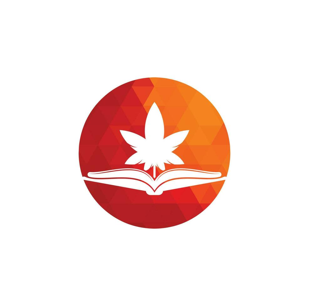 modèle de logo de symbole de livre et de marijuana. adapté à la formation médicale. vecteur