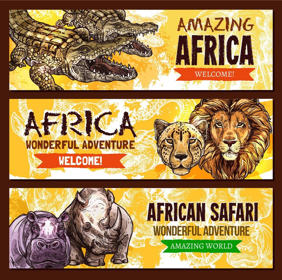 affiche de vecteur d'animaux africains pour l'aventure safari