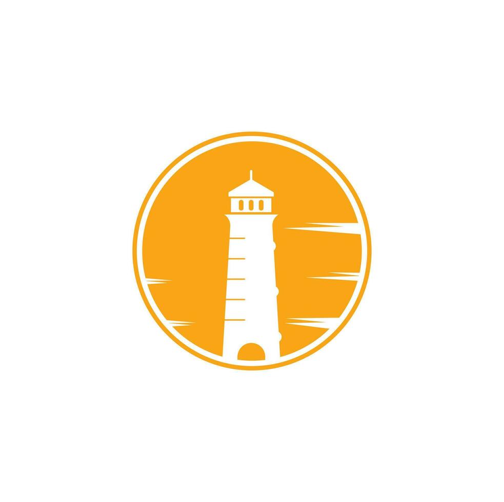 modèle de logo de phare. bâtiment du vecteur de logo de phare.