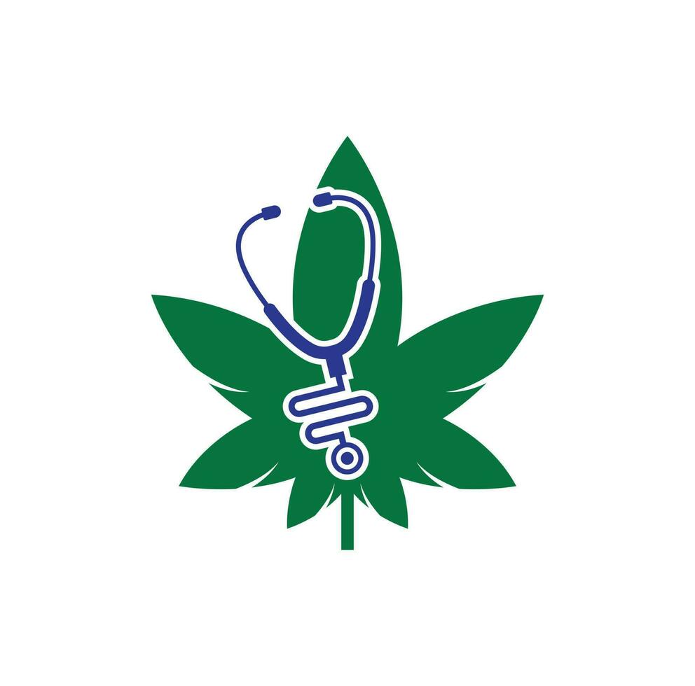 vecteur de logo de médecin de cannabis. modèle de conception de logo de cannabis stéthoscope.