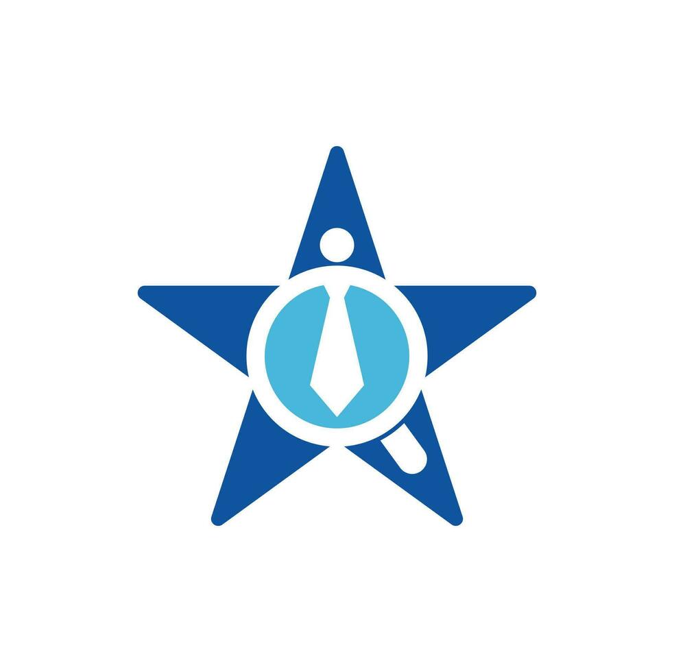 vecteur de conception de logo de concept de forme d'étoile de travail. icône de recherche d'emploi avec loupe, choisissez le symbole de personnes à embaucher. logo de l'emploi ou de l'employé