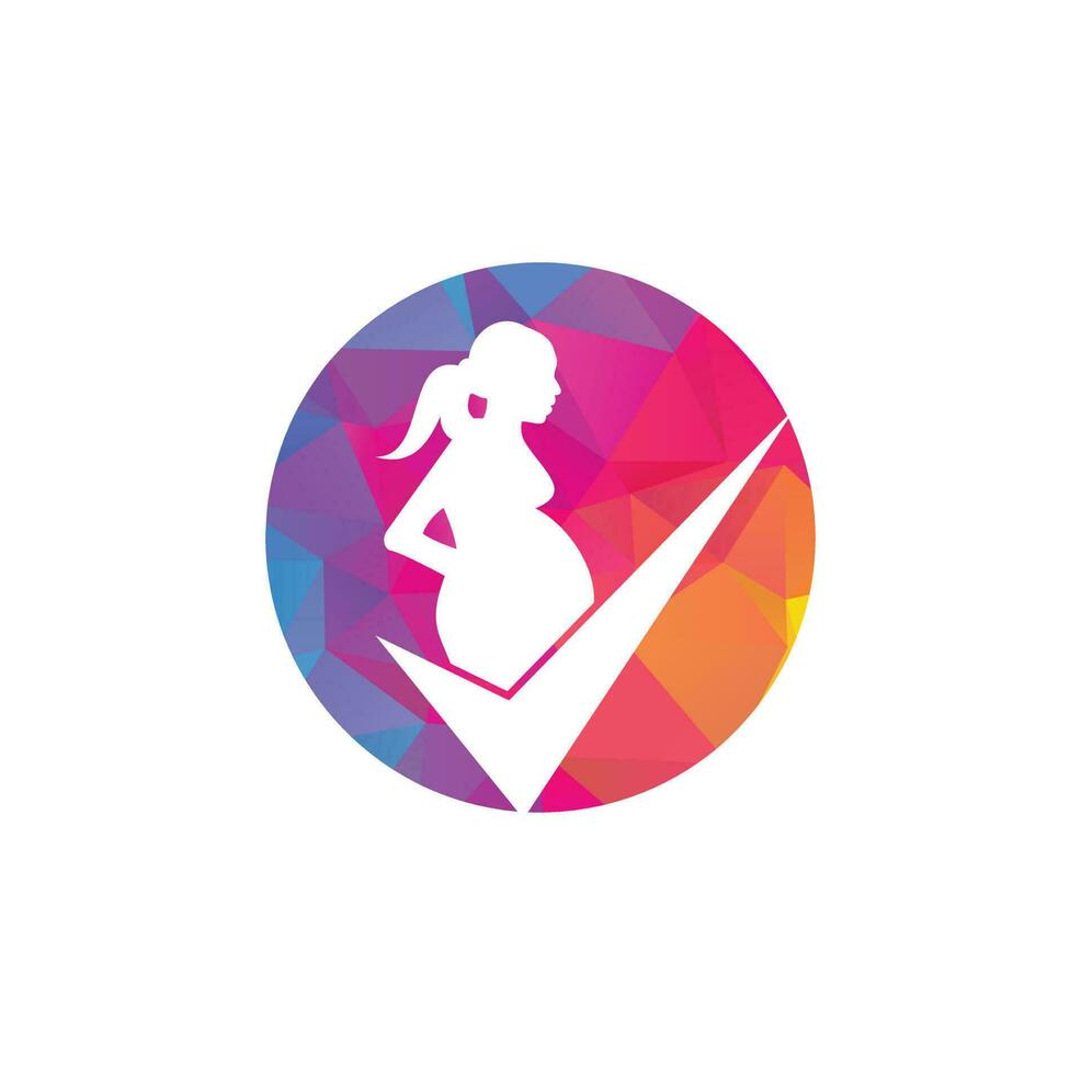 vérifier la conception du logo de grossesse. vecteur de conception de modèle de symbole de logo enceinte.