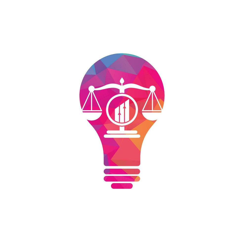 modèle de vecteur de logo de forme d'ampoule de finance de justice. cabinet d'avocats créatif avec des concepts de conception de logo graphique