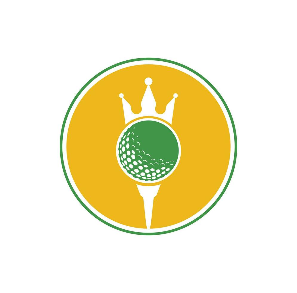 création de logo vectoriel de golf roi. balle de golf avec icône de vecteur de couronne.