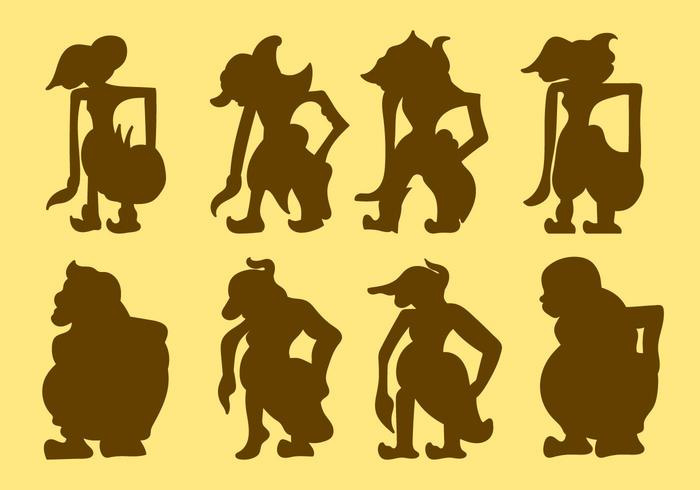 Vecteur de silhouette wayang gratuit