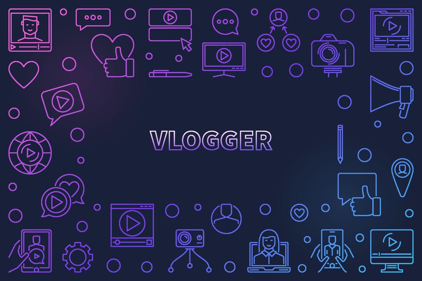 vlogger vecteur contour coloré illustration ou cadre horizontal