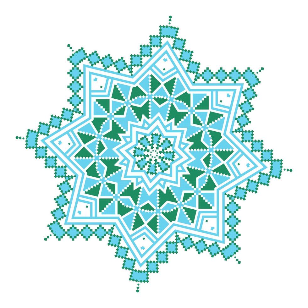 motifs géométriques de mandala d'ornement ethnique dans des couleurs bleues et vertes vecteur