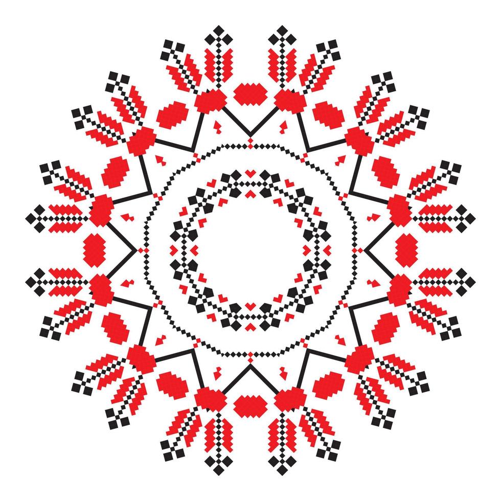 ornement ethnique mandala motifs géométriques de couleur rouge vecteur