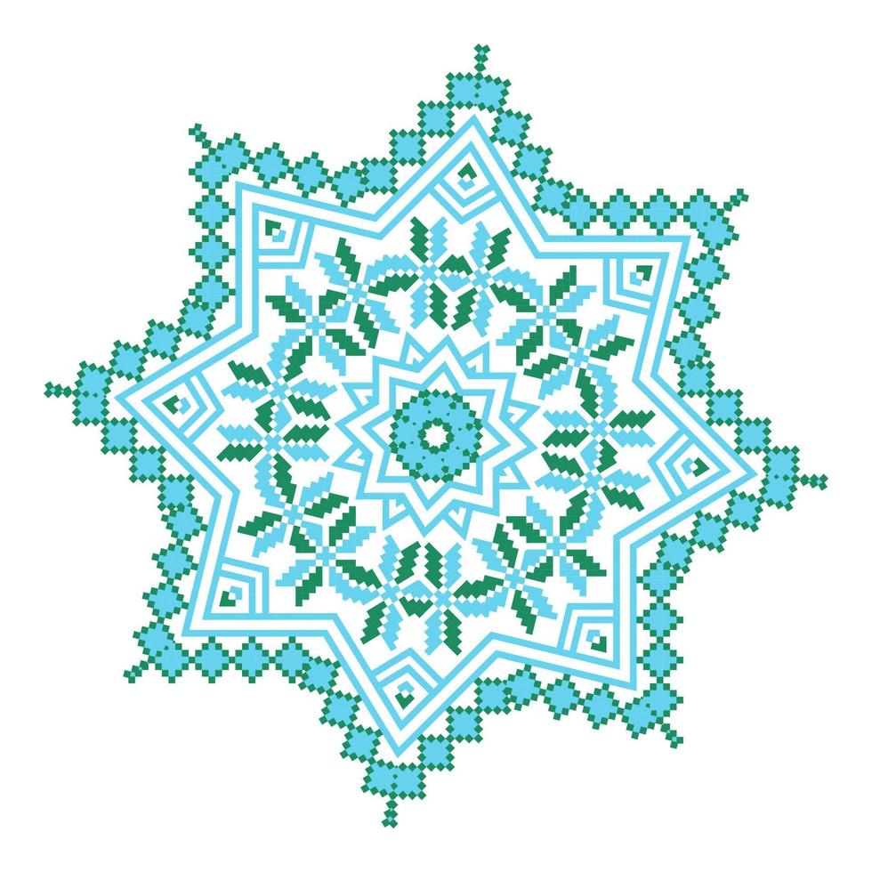 motifs géométriques de mandala d'ornement ethnique dans des couleurs bleues et vertes vecteur