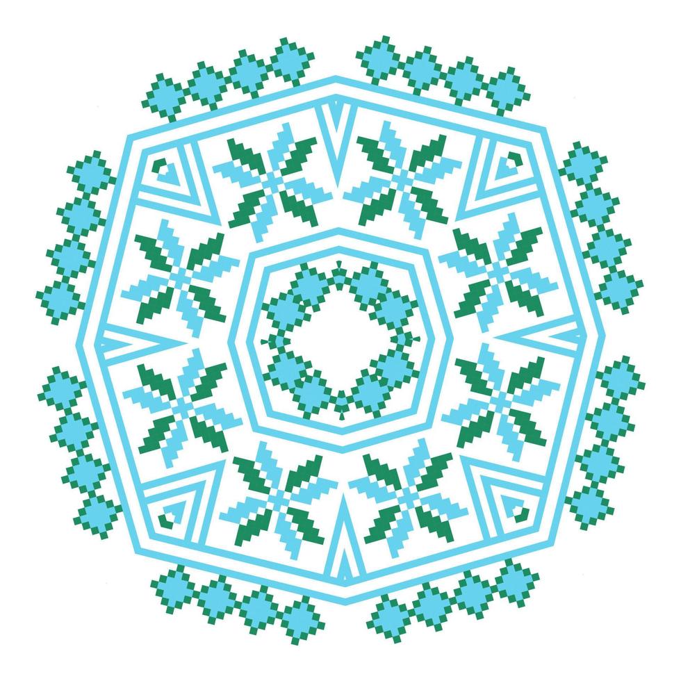 motifs géométriques de mandala d'ornement ethnique dans des couleurs bleues et vertes vecteur