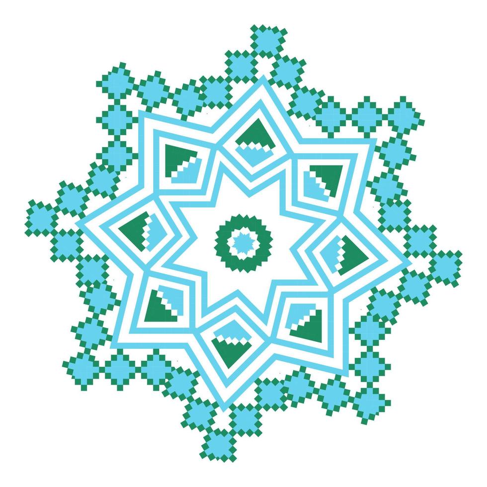 motifs géométriques de mandala d'ornement ethnique dans des couleurs bleues et vertes vecteur