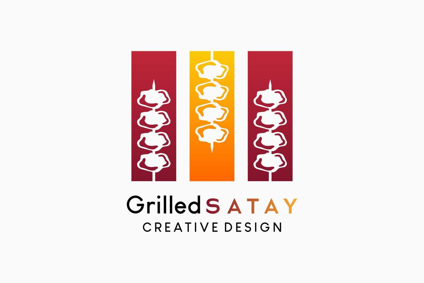 création de logo satay grillé avec concept créatif, silhouette satay dans une boîte. illustration vectorielle vecteur