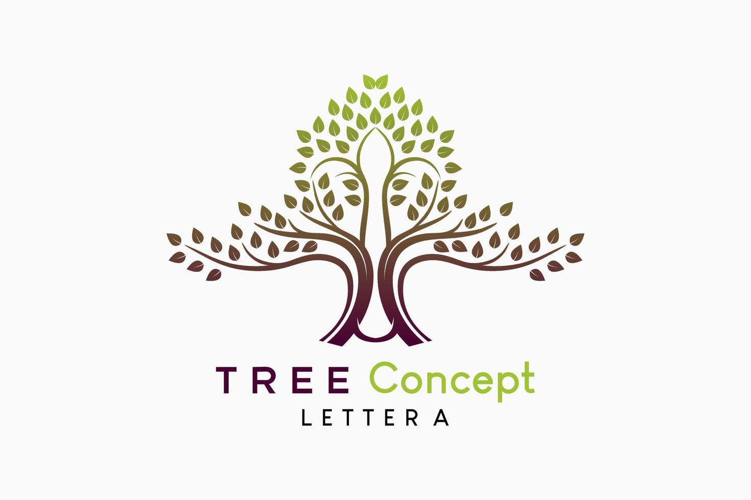 logo d'icône d'arbre avec concept créatif de lettre a vecteur