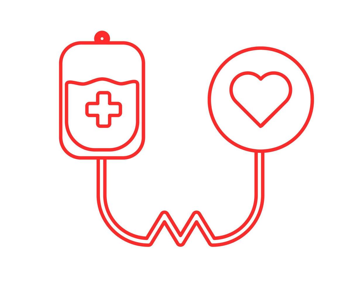 icône de ligne de conception de don de sang vecteur