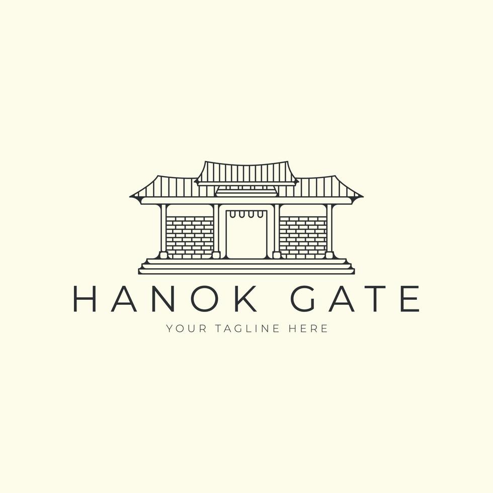 conception de modèle d'illustration de logo vectoriel linéaire maison hanok