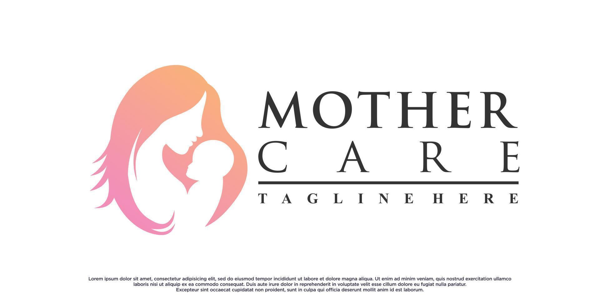 création de logo icône maman et bébé avec concept créatif vecteur premium