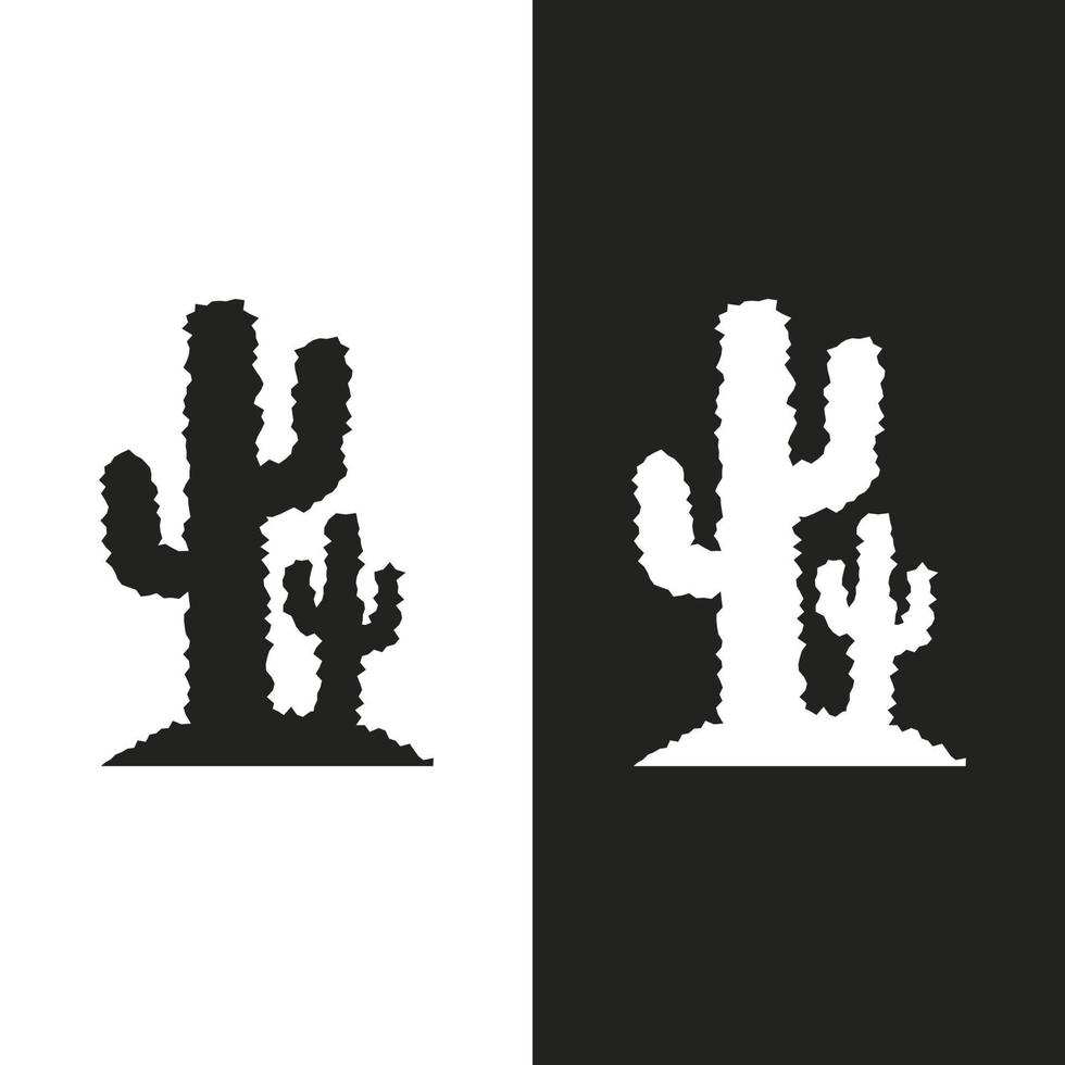 cactus silhouette illustration noir et blanc vecteur