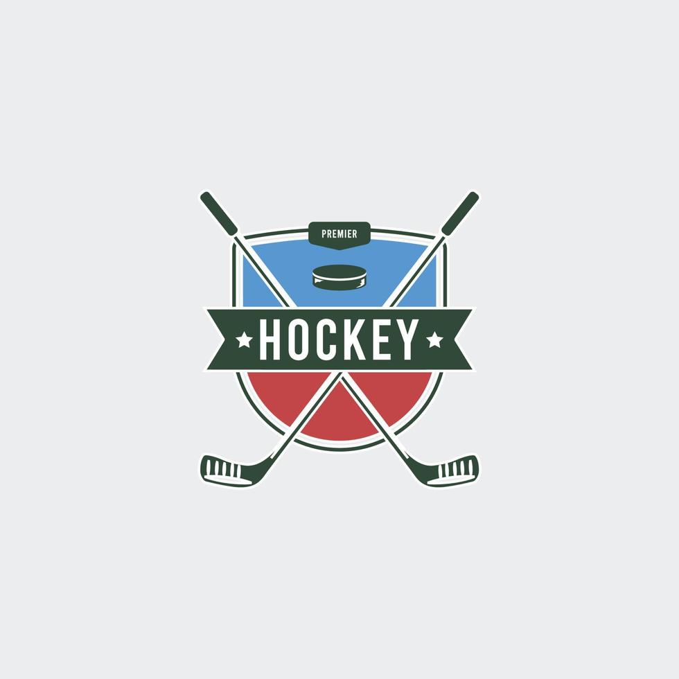 conception simple d'insigne de logo de hockey vecteur