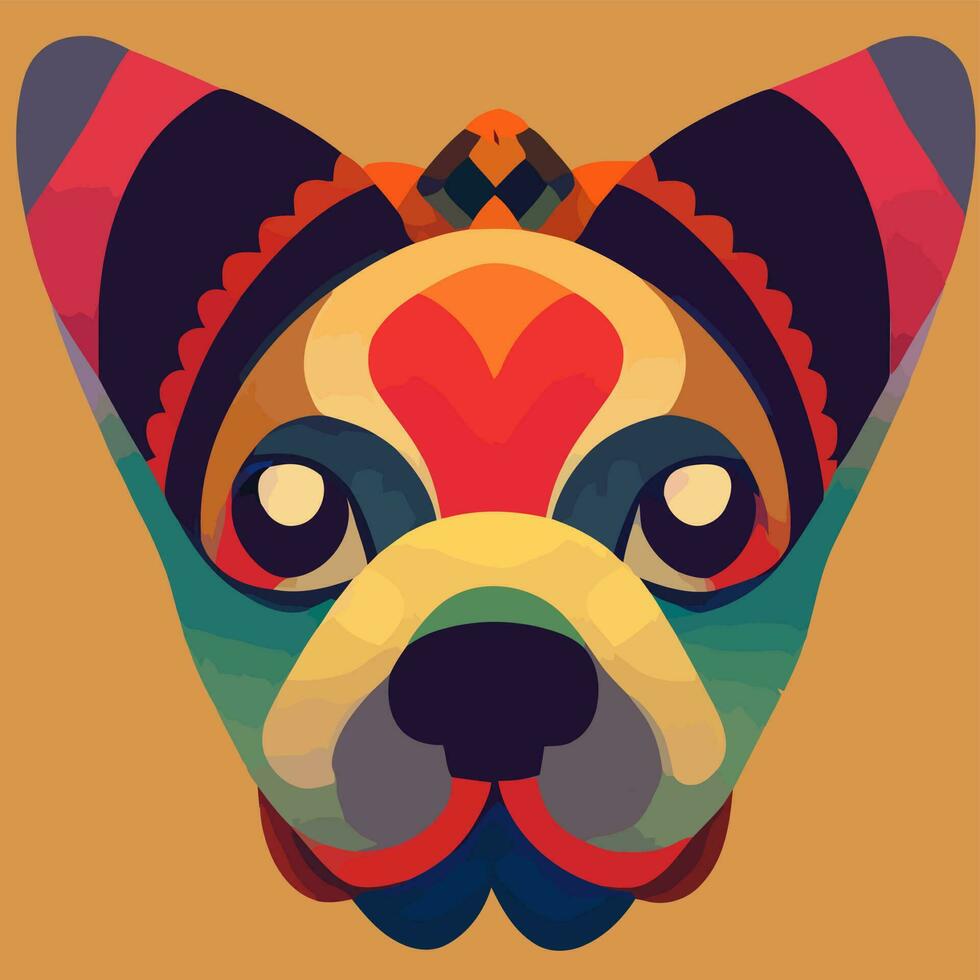 illustration graphique vectoriel de chien coloré dans un style tribal isolé bon pour le logo, l'icône, la mascotte, l'impression ou la personnalisation de votre conception