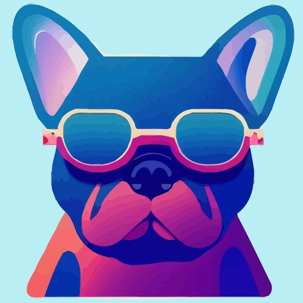 illustration graphique vectoriel de bouledogue français coloré portant des lunettes de soleil isolé bon pour le logo, l'icône, la mascotte, l'impression ou la personnalisation de votre conception