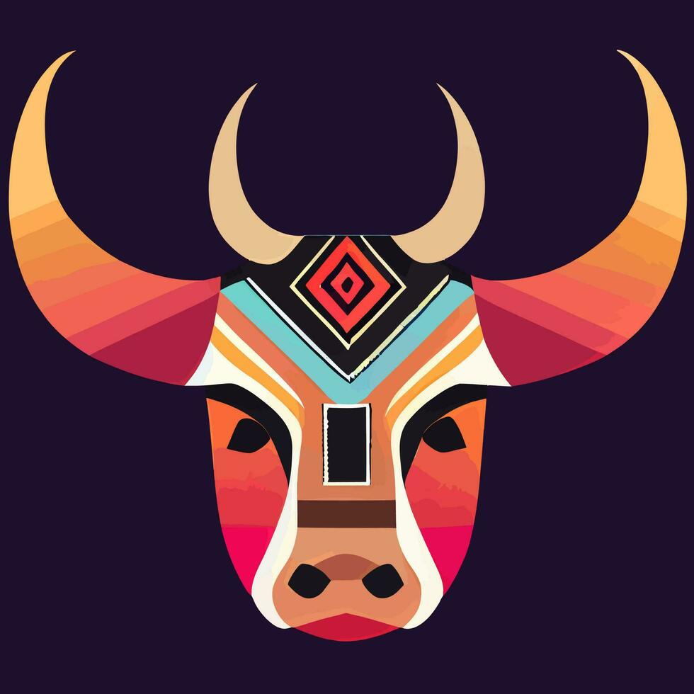 illustration graphique vectoriel de vache dans un style ethnique tribal bon pour le logo, l'icône, la mascotte, l'impression ou la personnalisation de votre conception