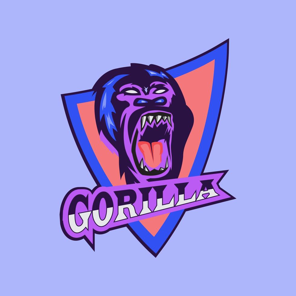 vecteur de logo de jeu de sport de gorille e. illustration de gorille. bon pour l'équipe sportive