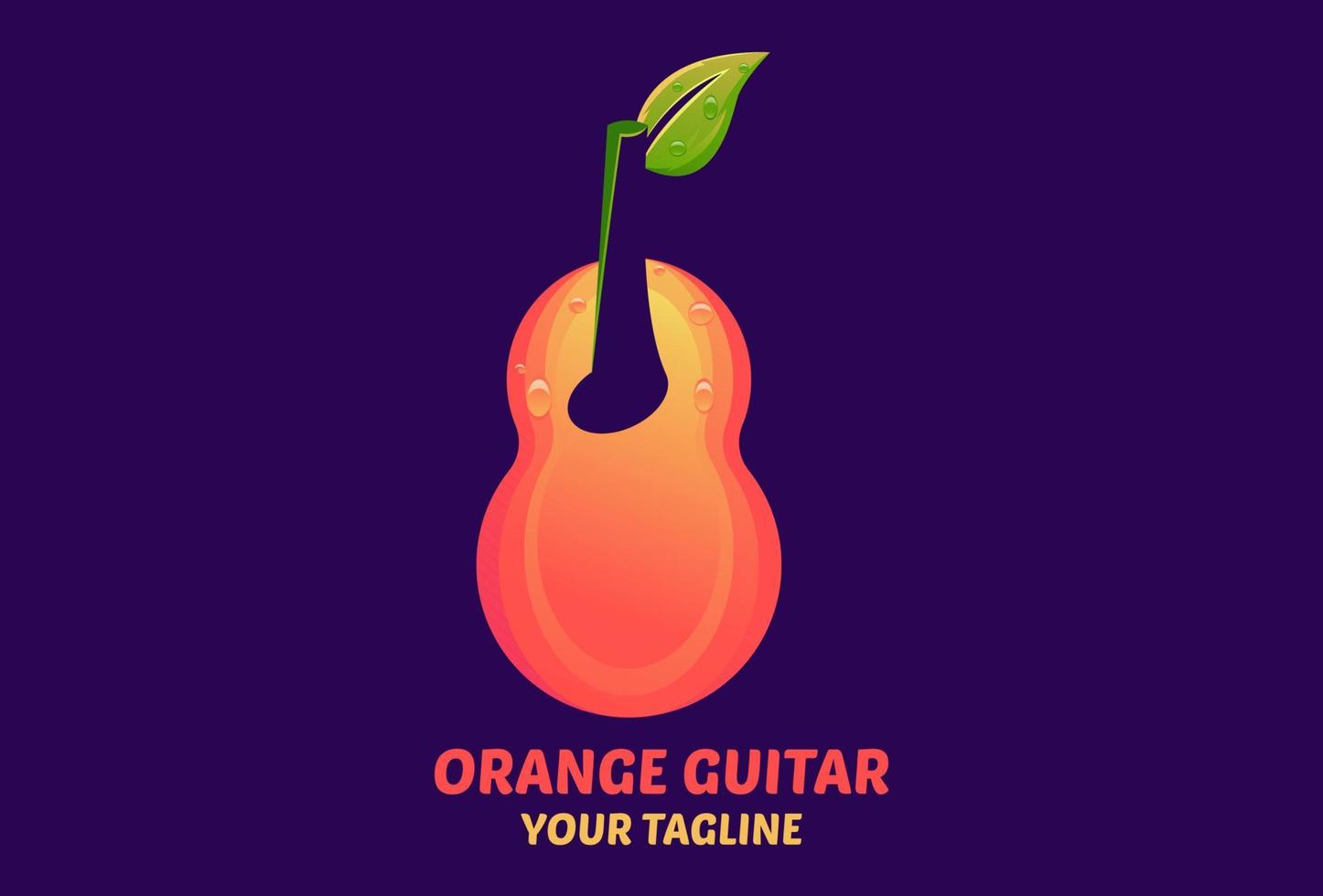 guitare orange, modèle de conception de logo de jus d'orange. logo de fruits. vecteur d'illustration orange et fruits