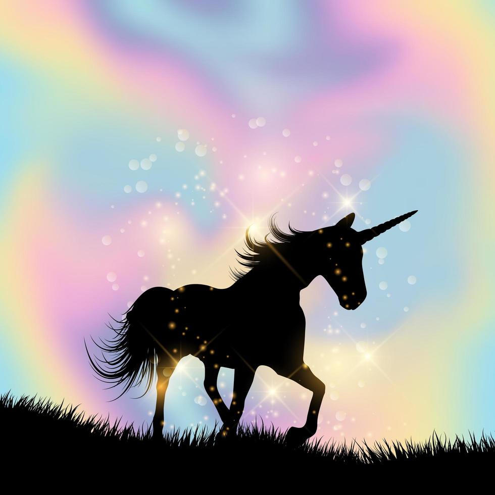 fond dégradé hologramme sur le thème de la licorne vecteur