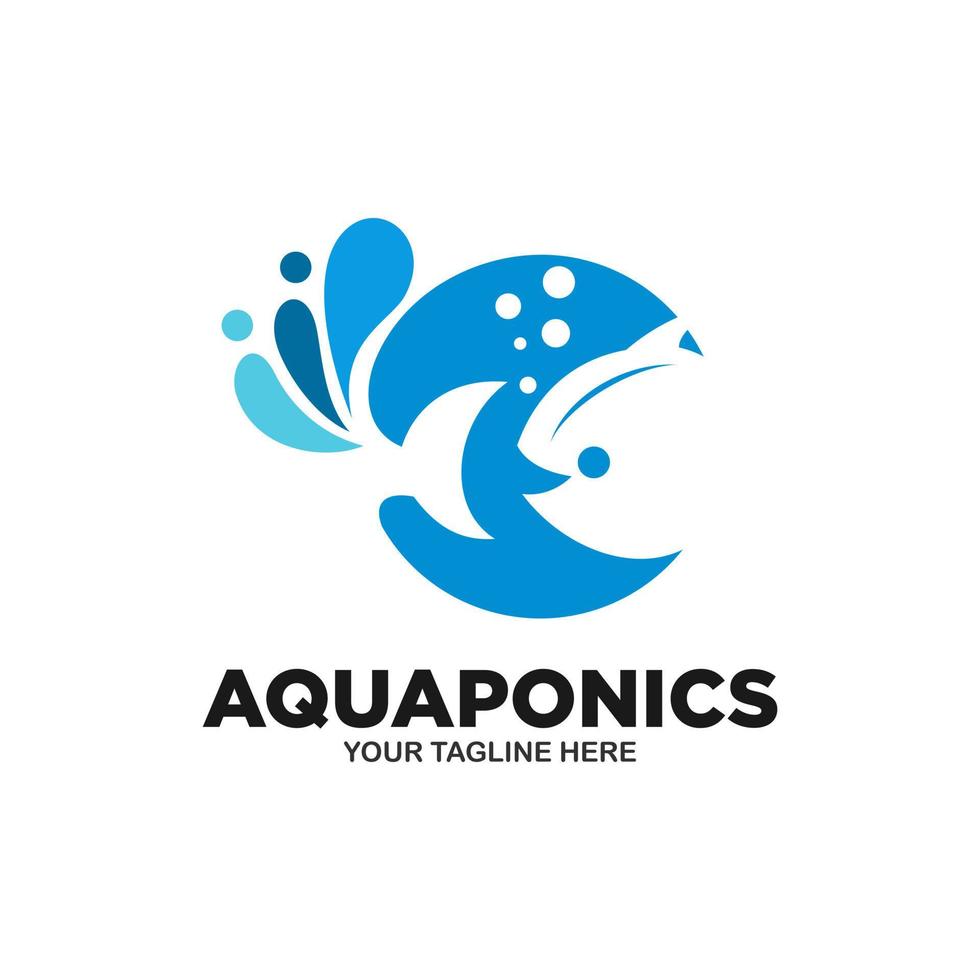 modèle vectoriel de logo aquaponique
