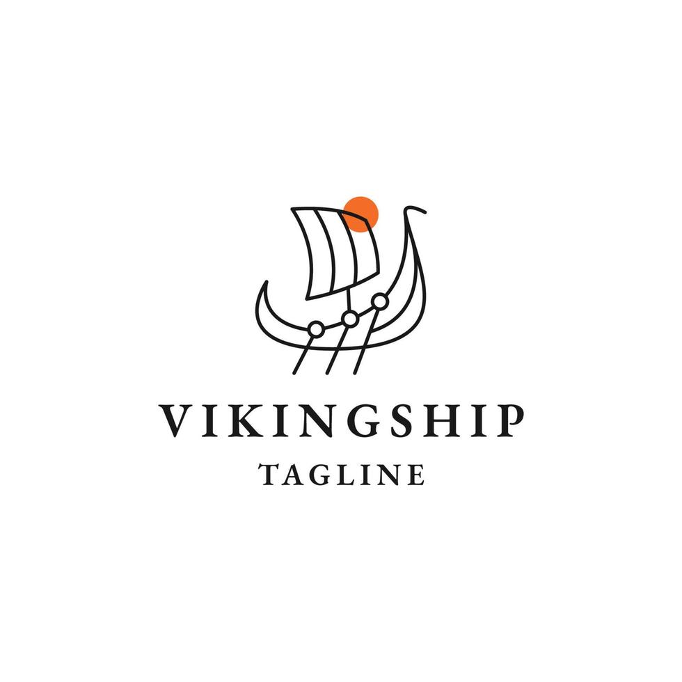 modèle de conception de logo de bateau viking vecteur plat