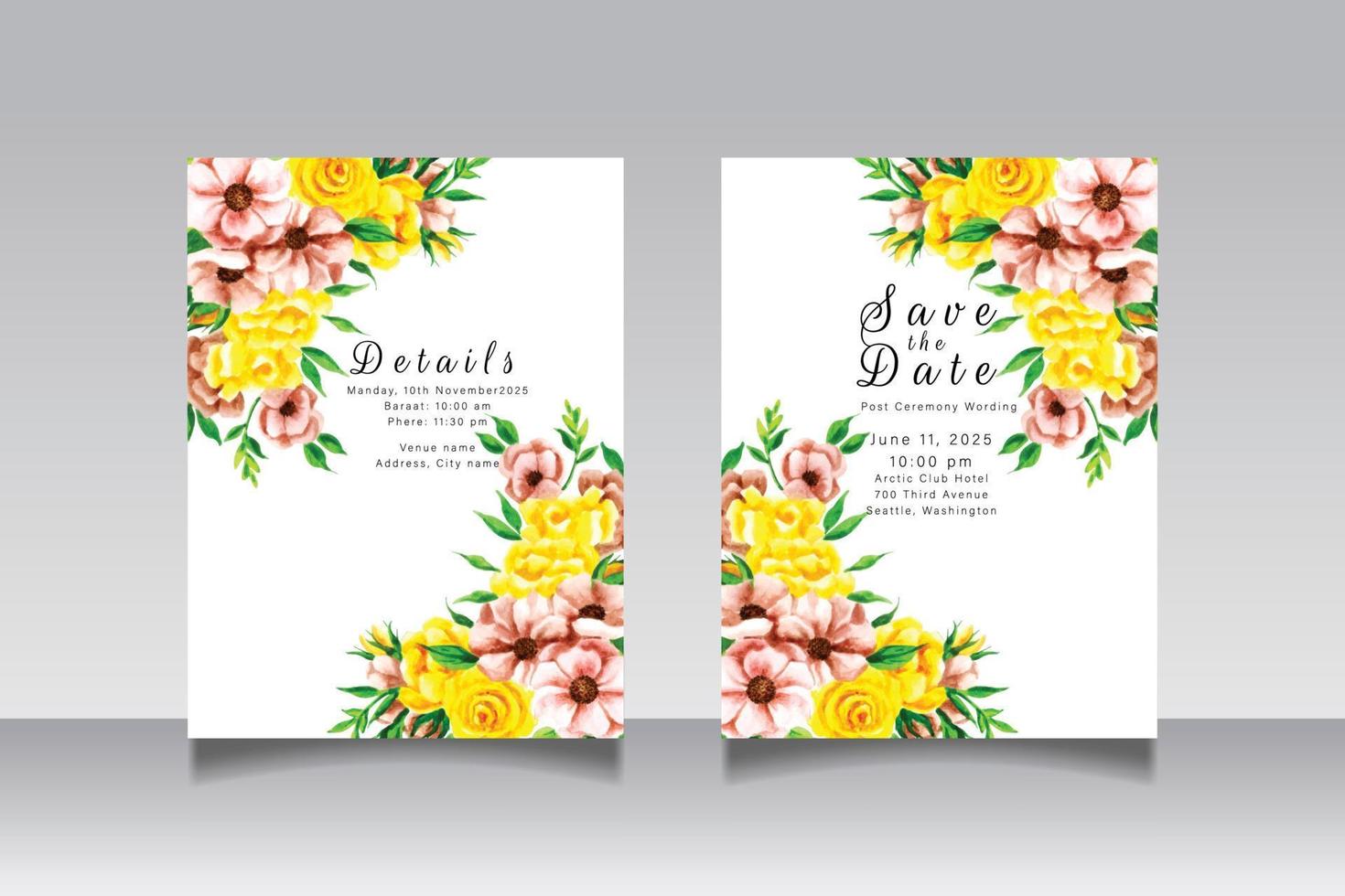 belle main dessin invitation de mariage design floral vecteur