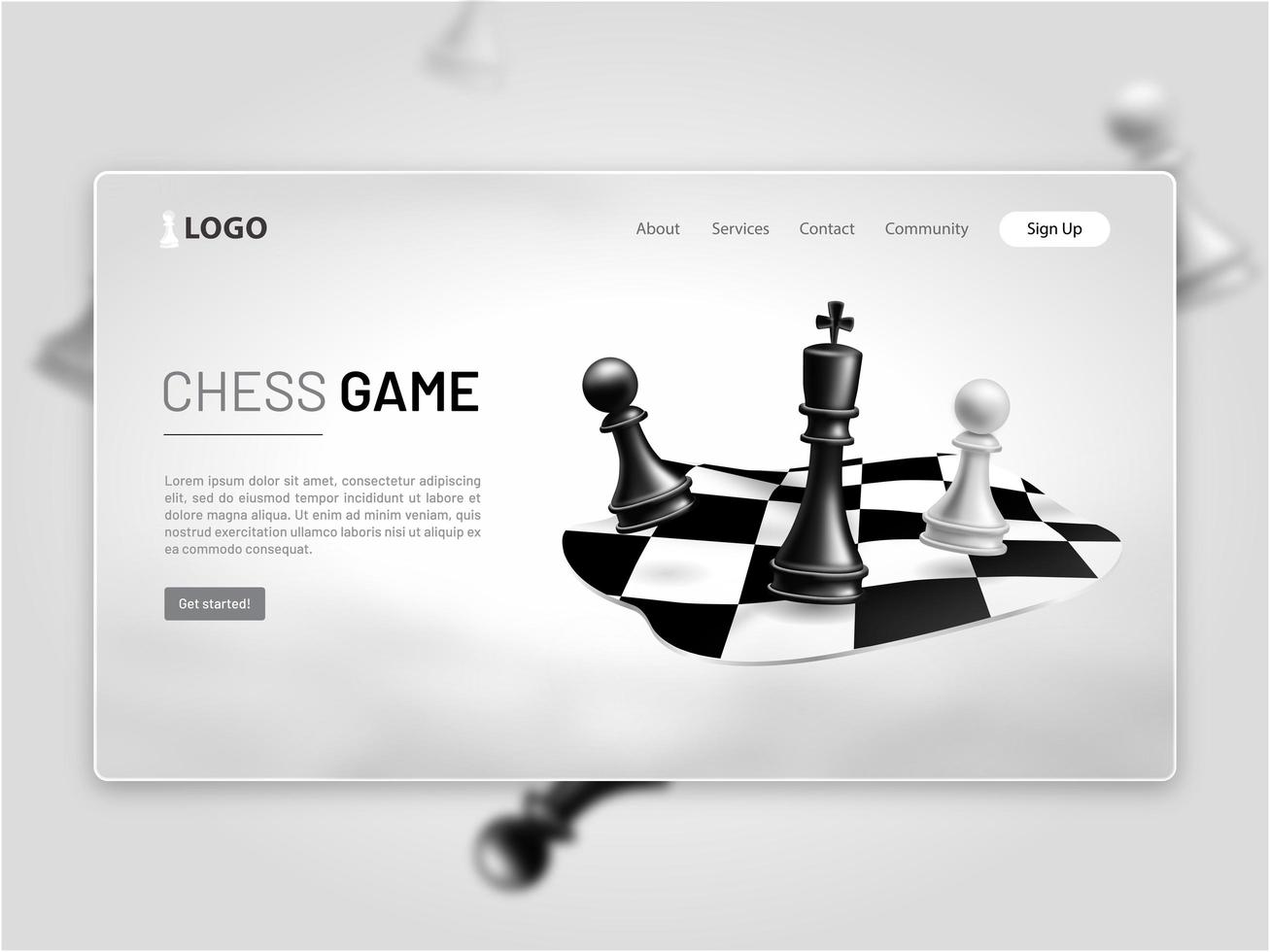 page de destination du jeu d'échecs vecteur