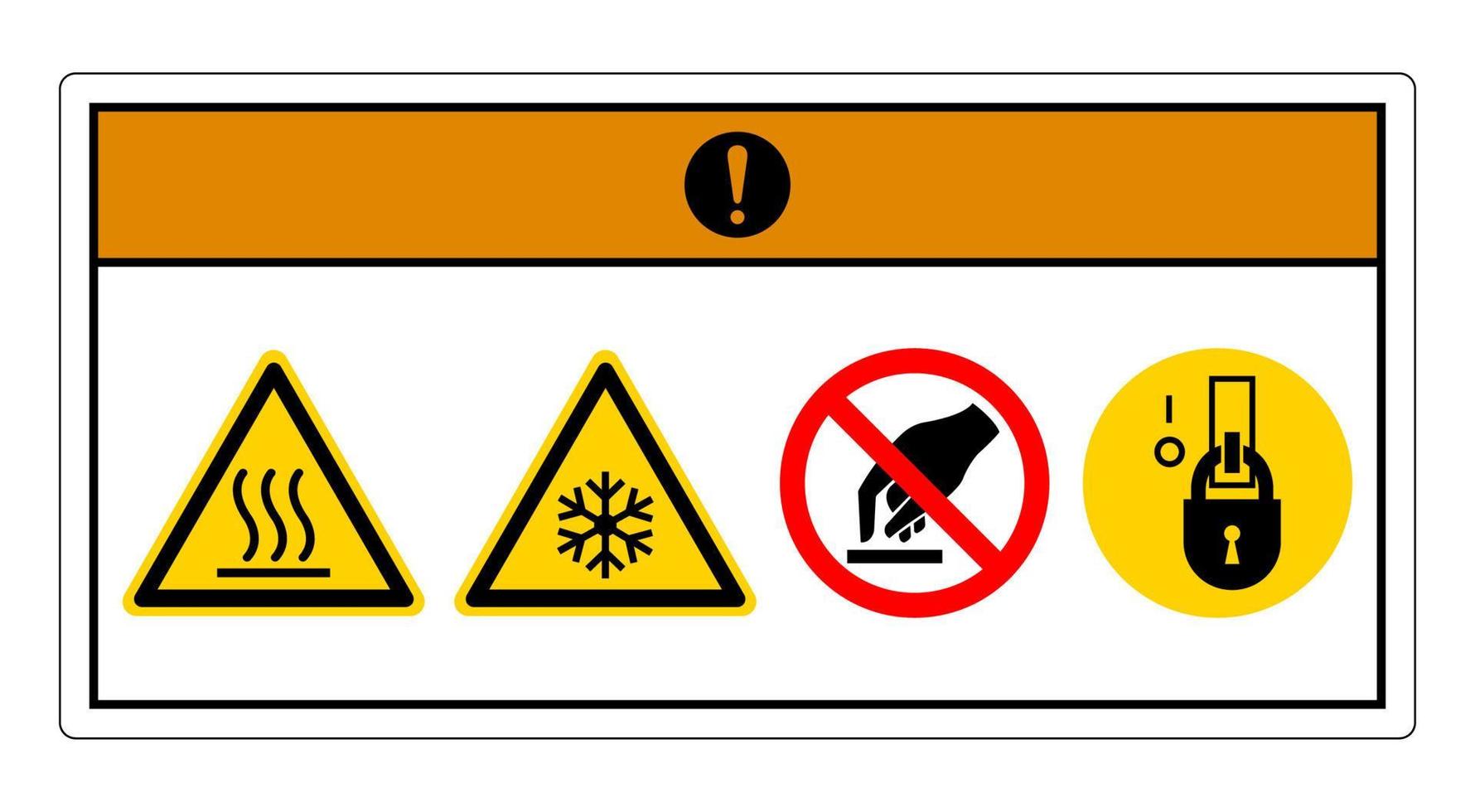 signe de symbole d'avertissement de surface chaude ou froide sur fond blanc vecteur