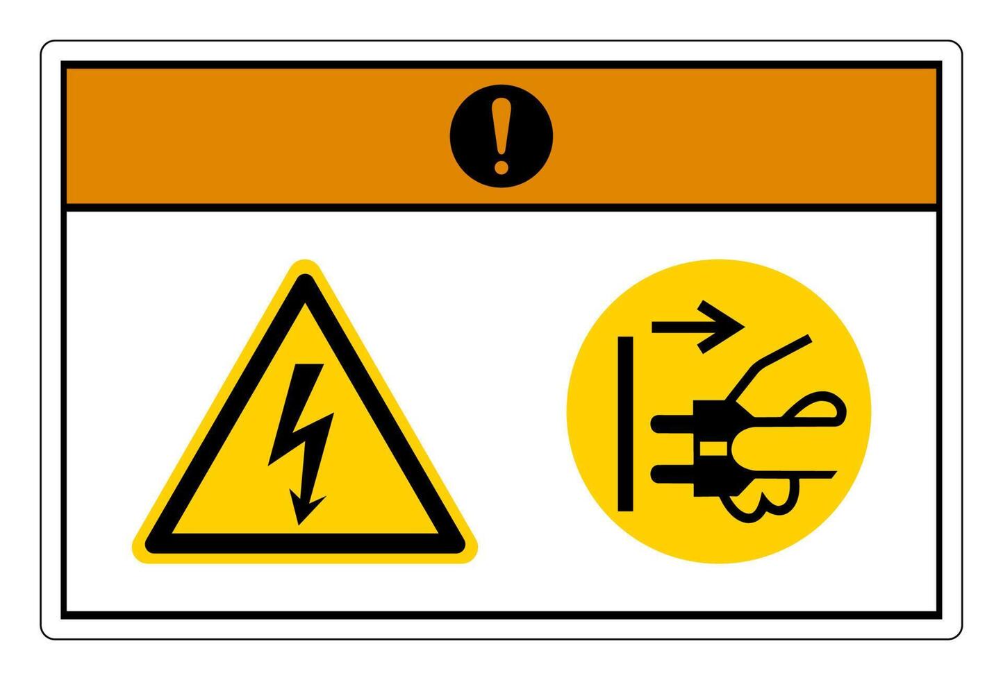 avertissement tension dangereuse déconnecter la fiche secteur de la prise électrique symbole signe sur fond blanc vecteur