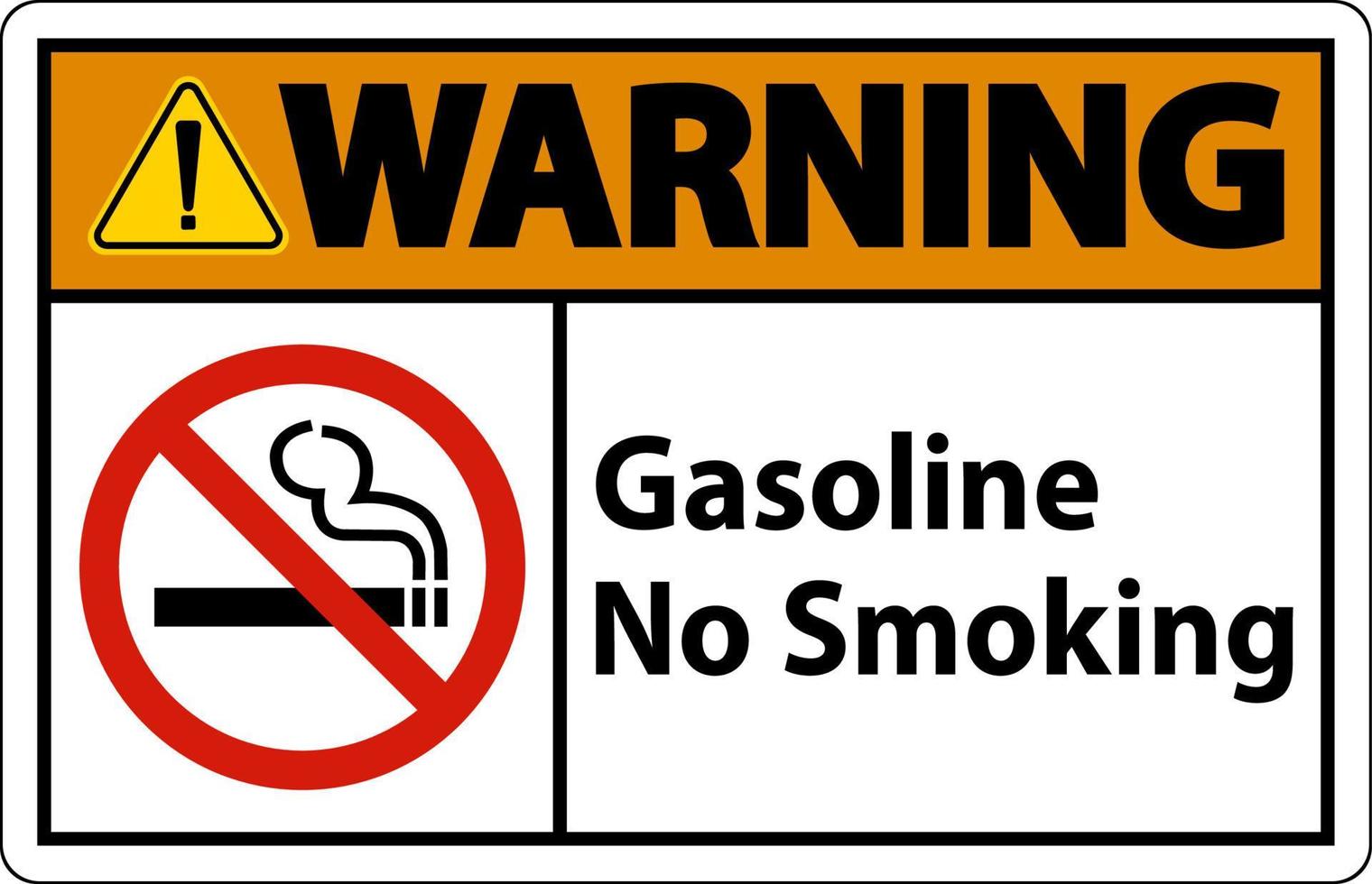 Panneau d'interdiction de fumer de l'essence d'avertissement sur fond blanc vecteur