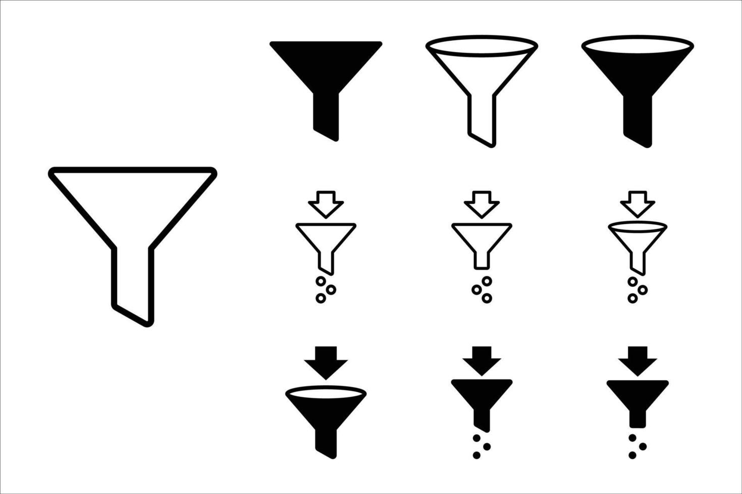 Filtre - modèle de conception de vecteur de jeu d'icônes d'entonnoir