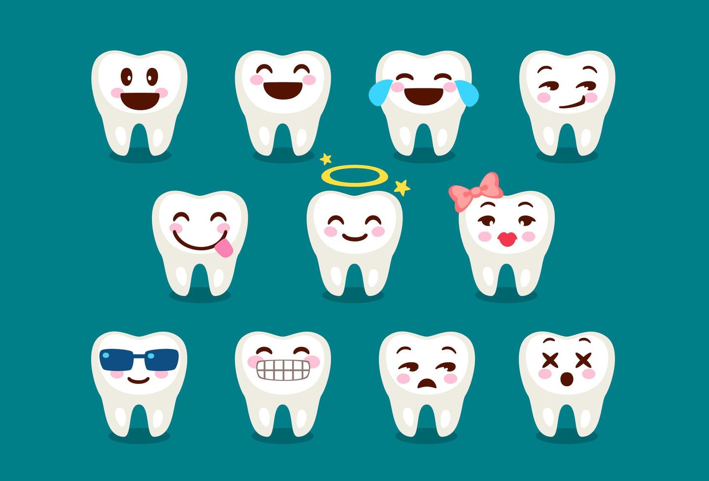 ensemble d'émoticônes et emoji dent mignon et drôle vecteur