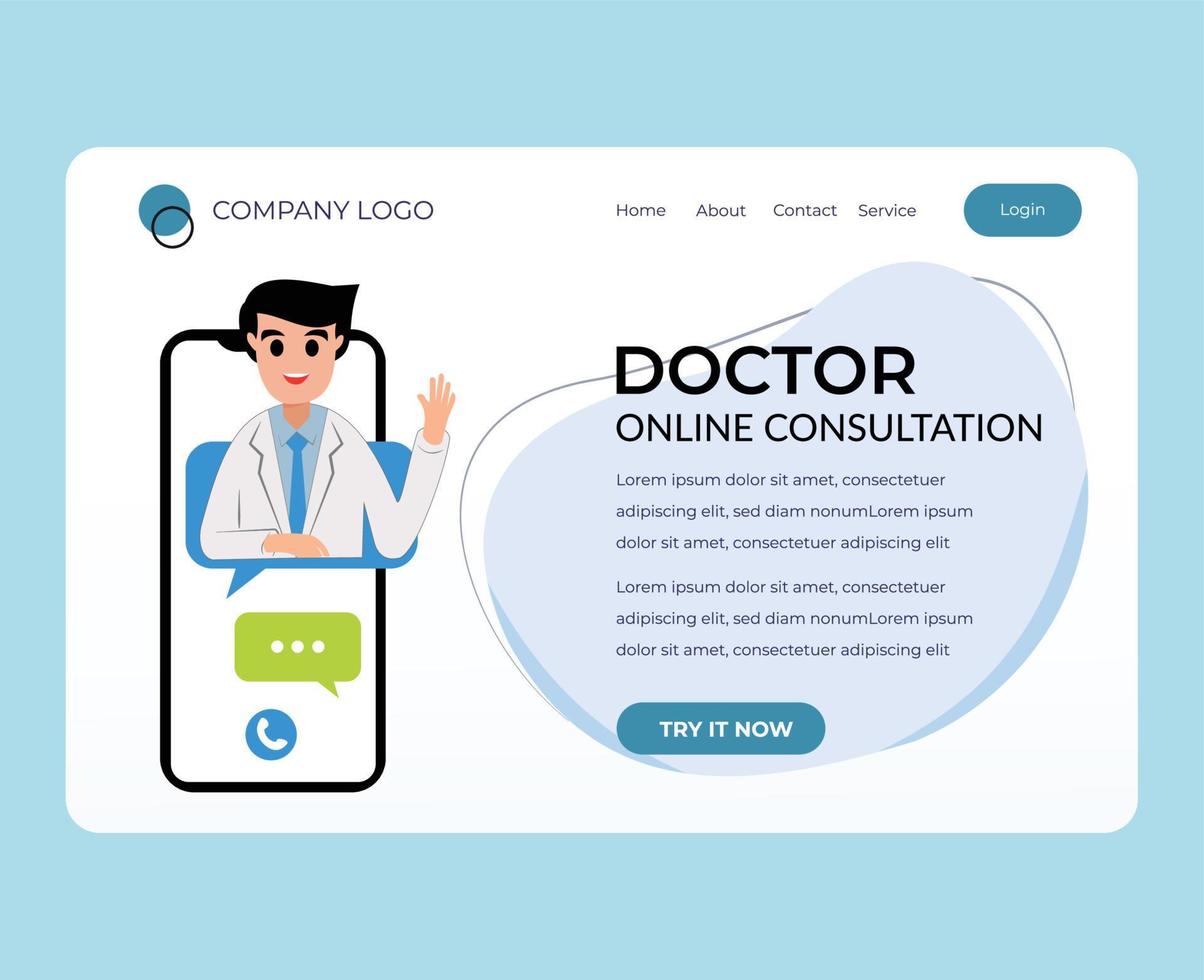 modèle de page de destination d'application web de consultation de médecin en ligne vecteur