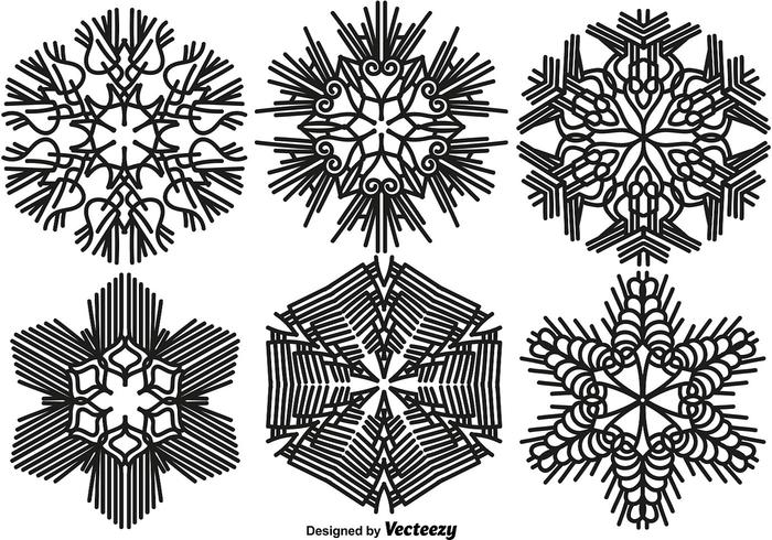 Ensemble vectoriel de 6 flocons de neige